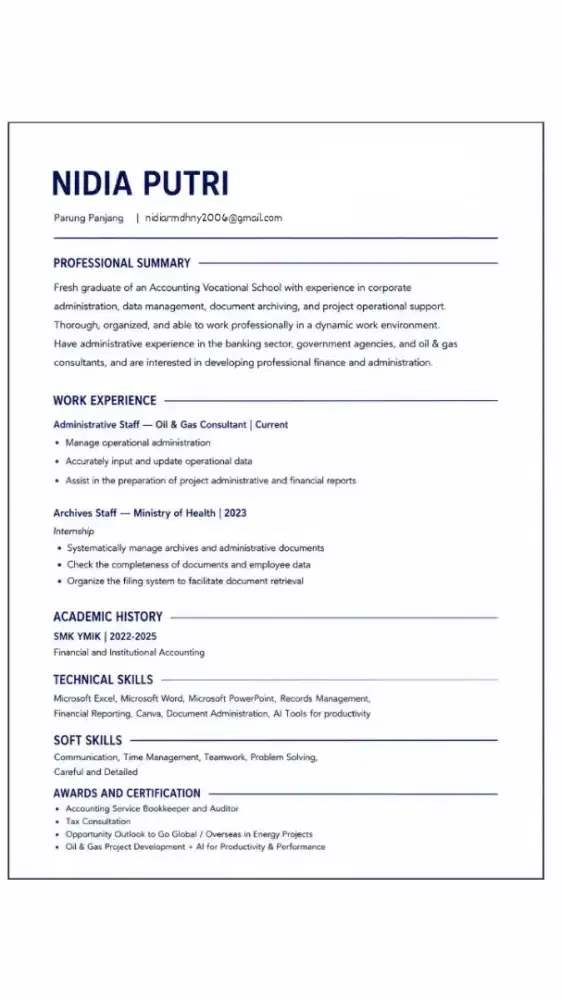 Administrative & Finance Officer | Office Administration | Jakarta