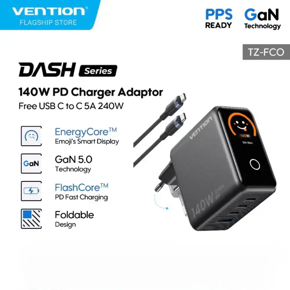 BARU Chager Vention Dash Pro 140W digital display