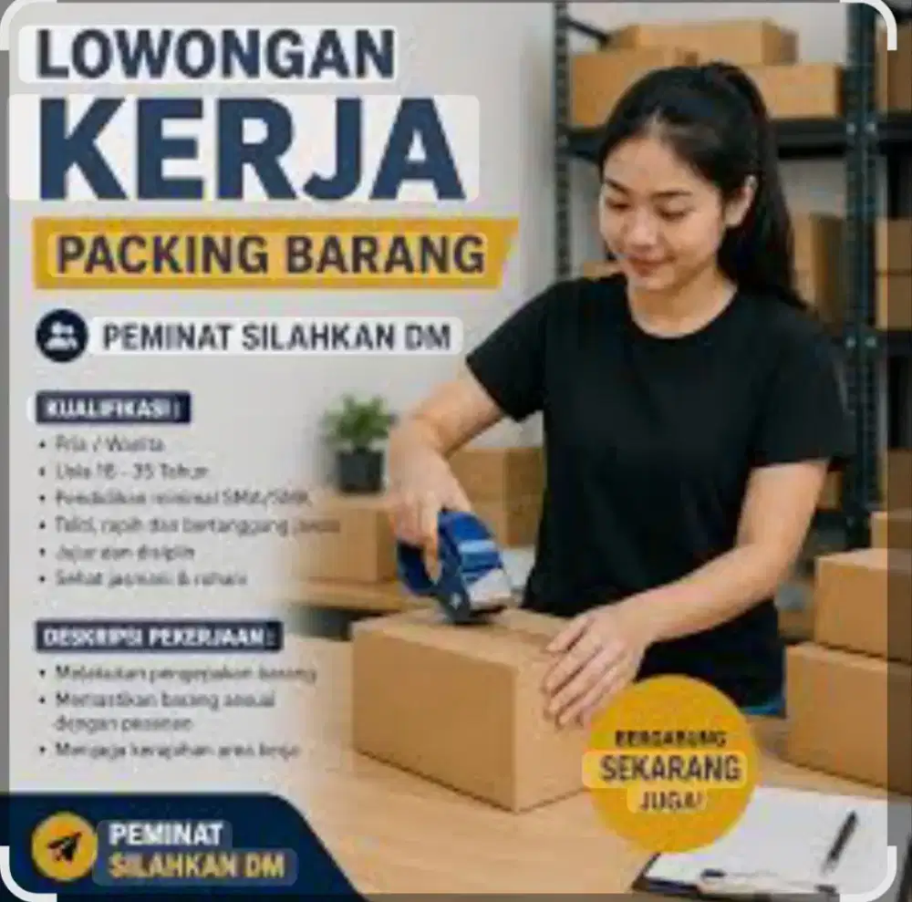 Loker Packing online shop khusus Wanita