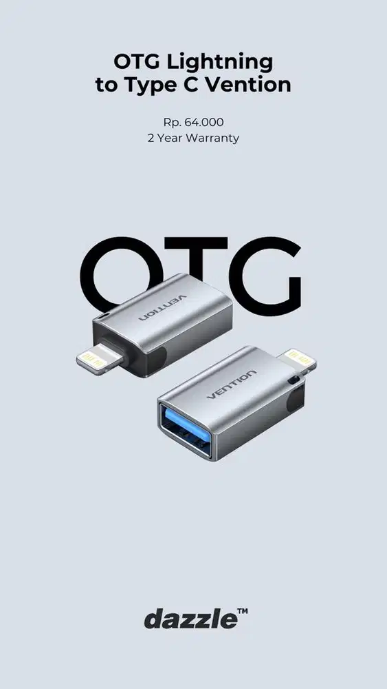 OTG VENTION USB A TO LIGHTNING GARANSI 2 TAHUN