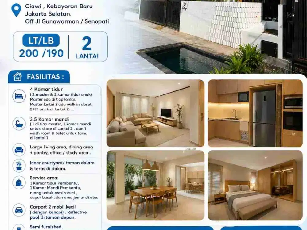 5-14
DISEWAKAN RUMAH (Semi furnished) DI JL. CIAWI SENOPATI JAKARTA SELAtan