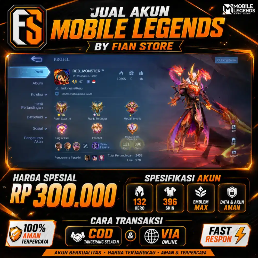 JUAL AKUN MOBILE LEGENDS SKIN 396 BY FIAN STORE