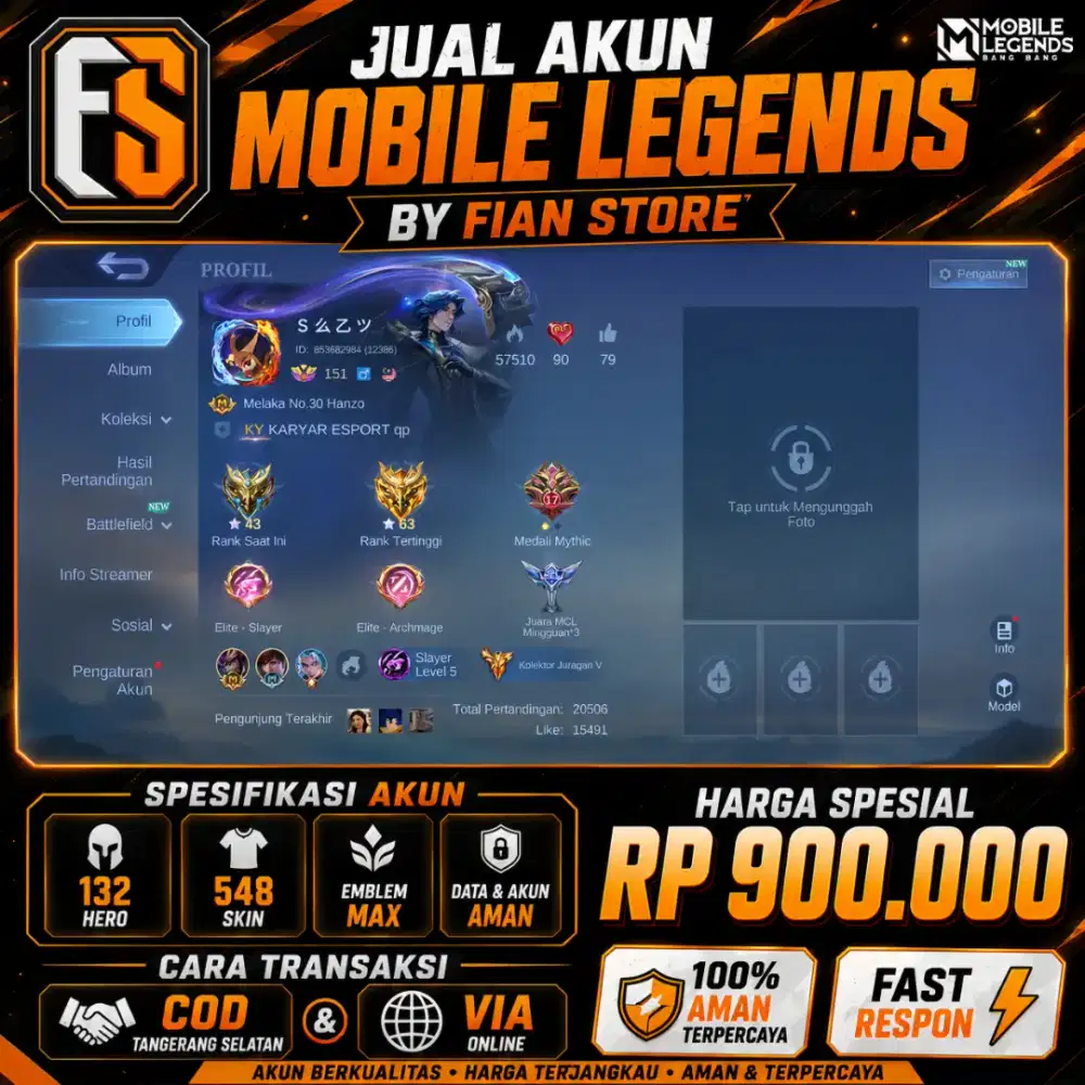 JUAL AKUN MOBILE LEGENDS SKIN 548 BY FIAN STORE