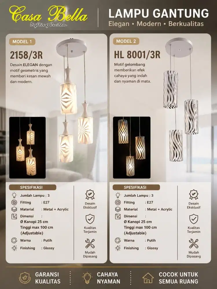 Lampu Gantung Minimalis - Siap Kirim