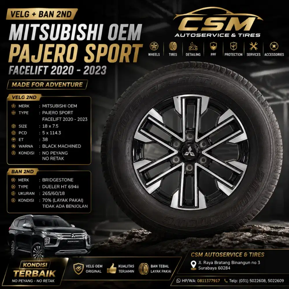 Pajero Sport 2020 - 2023 & Ban BS Dueler HT 684ii R18. For Pajero dll