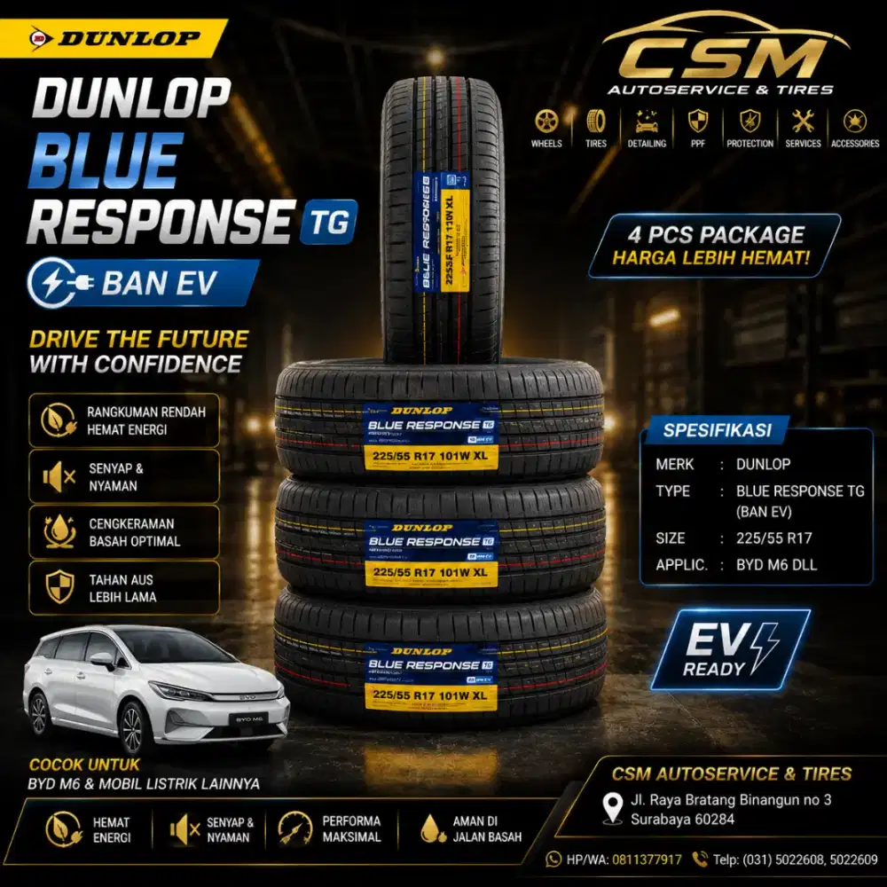 Dunlop Blue Response TG. 225/55/17. Utk BYD M6 dll