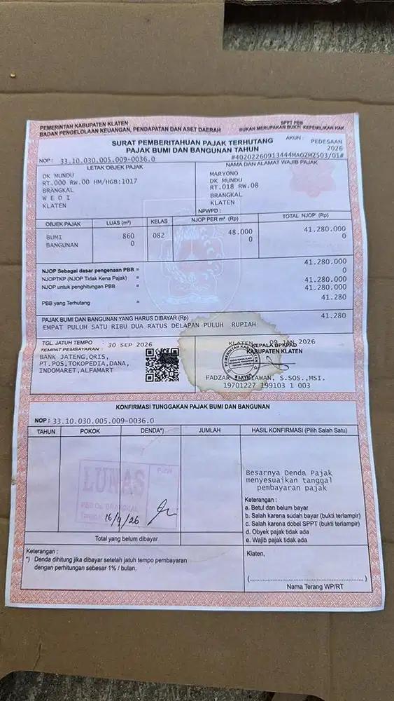 Tanah di jual 860m2