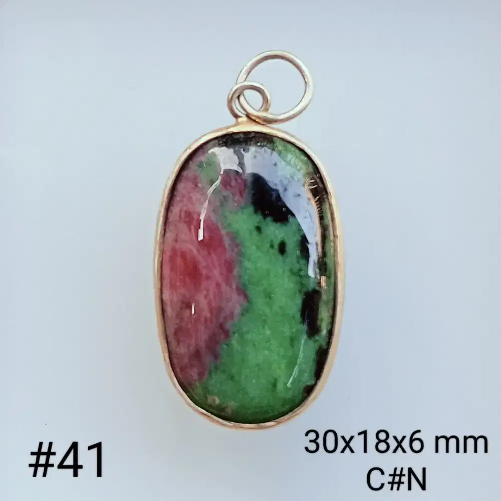 Liontin perak,batu permata natural Ruby in zoisite tanzania