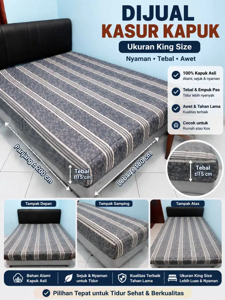 ️ DIJUAL KASUR KAPUK KING SIZE – NYAMAN & SIAP PAKAI! ️