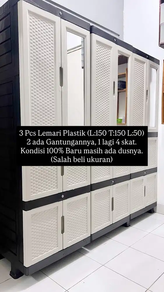 Lemari Baju Plastik 3Pcs Ukuran L:50 T:150 P:150