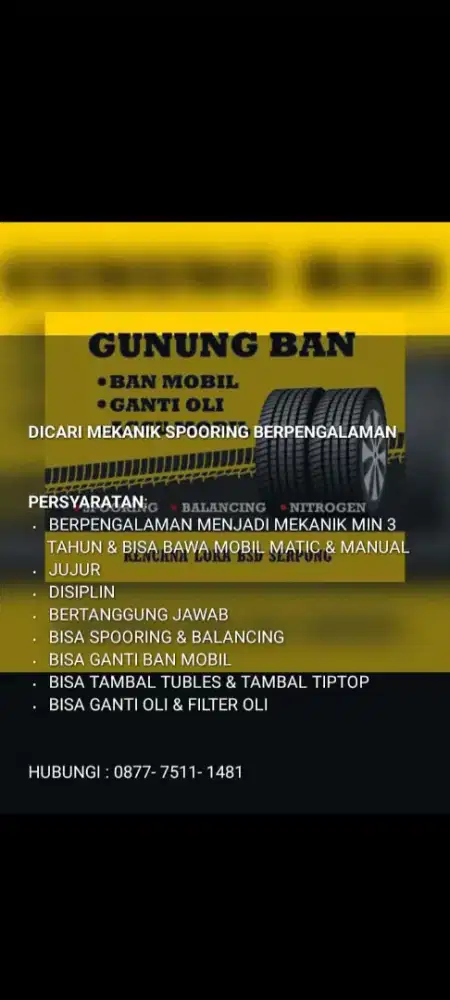 Lowongan Pekerjaan Mekanik Spooring