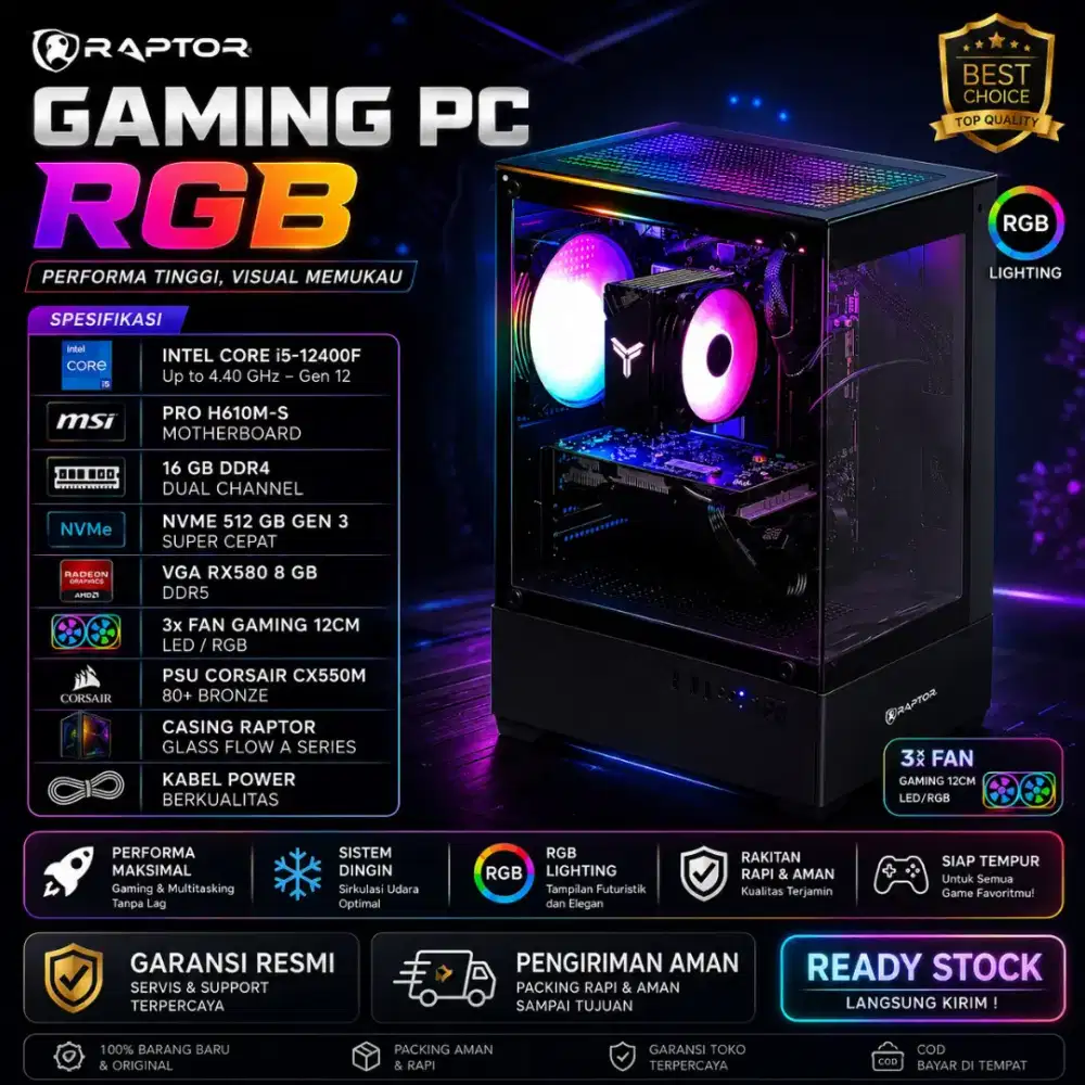 CPU Gaming PC Gaming i5 Gen 12 RX580 – 16GB RAM