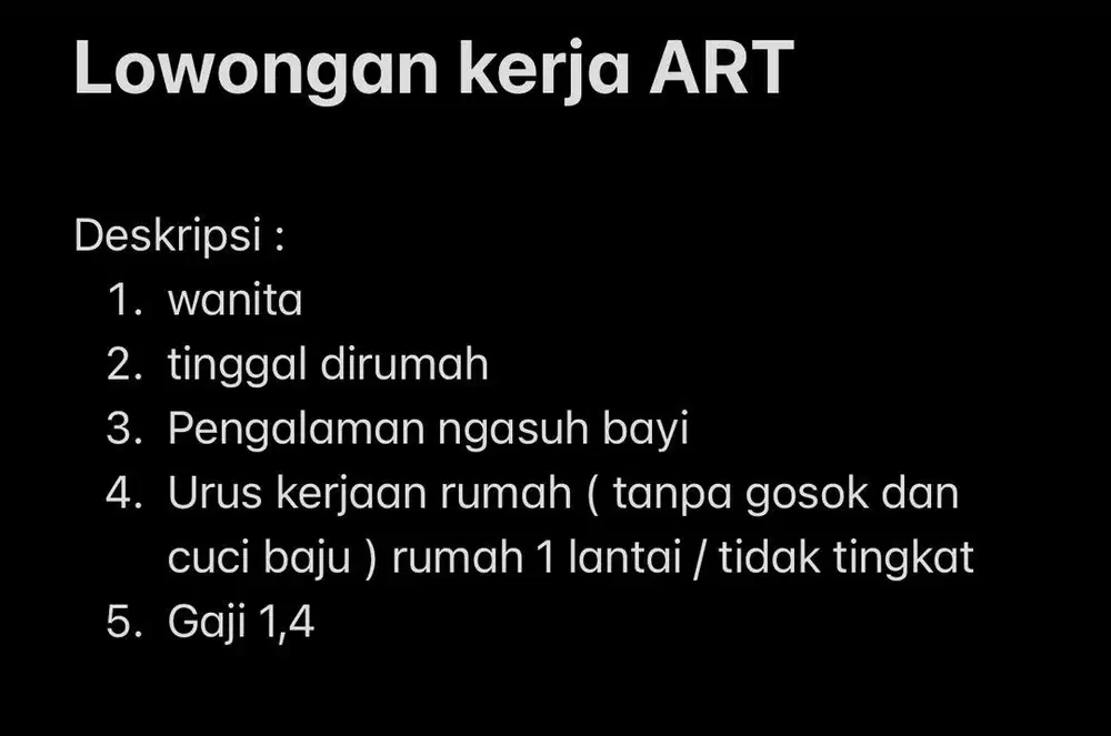 Asisten rumah tangga / ART