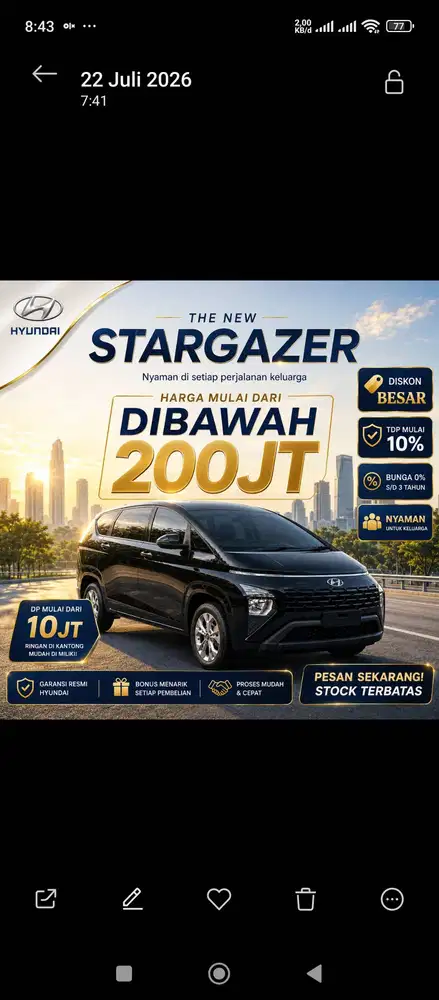 Hyundai Stargazer active essential prime promo mobil baru 2026 ready