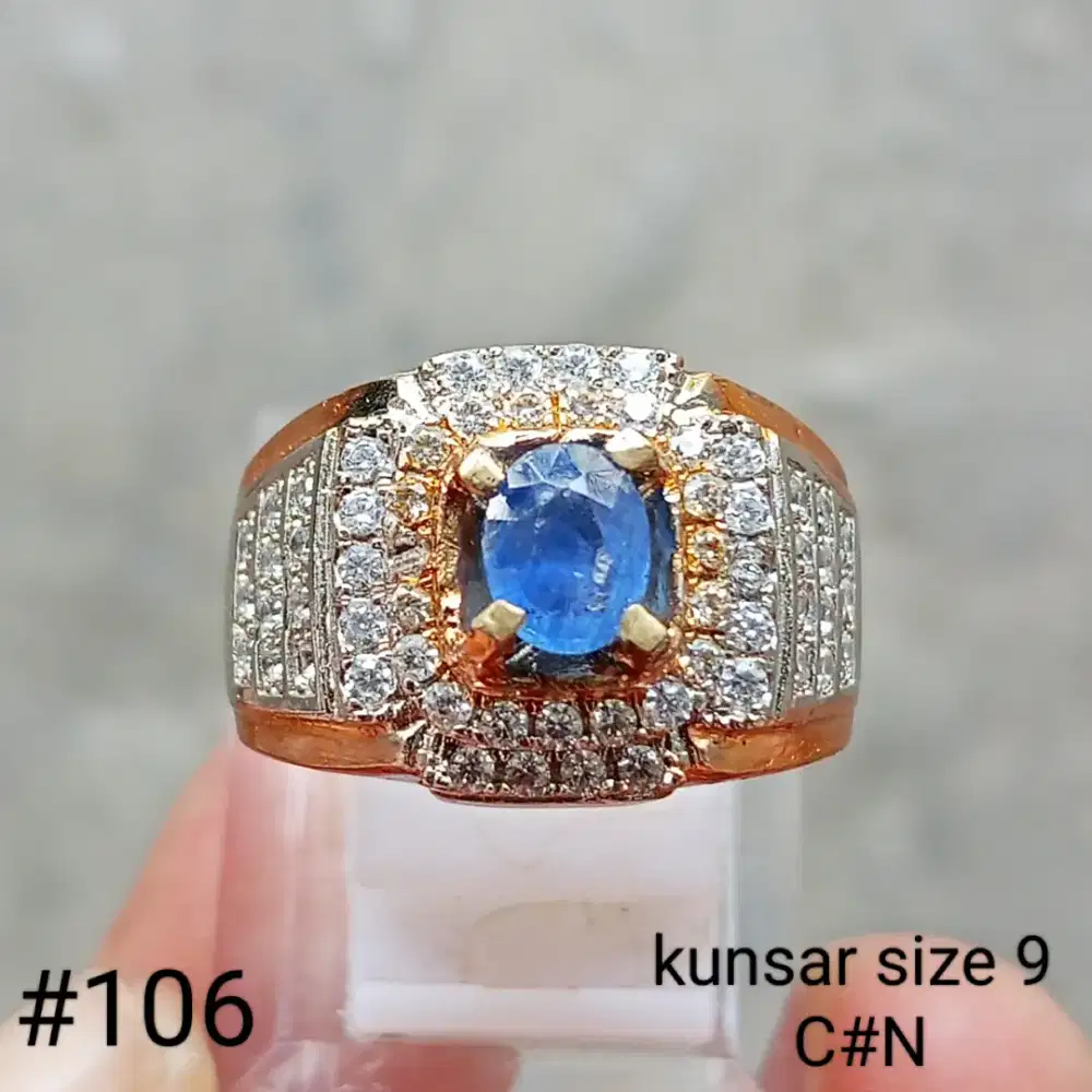 Batu permata natural blue sapphire Sri Lanka, gem id card IGS