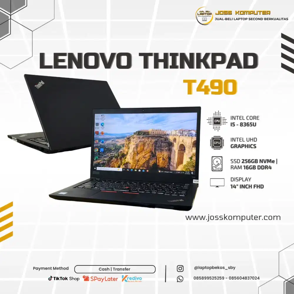 Laptop Second THINKPAD T490 Intel Core I5-8365U (16GB/SSD 256GB)