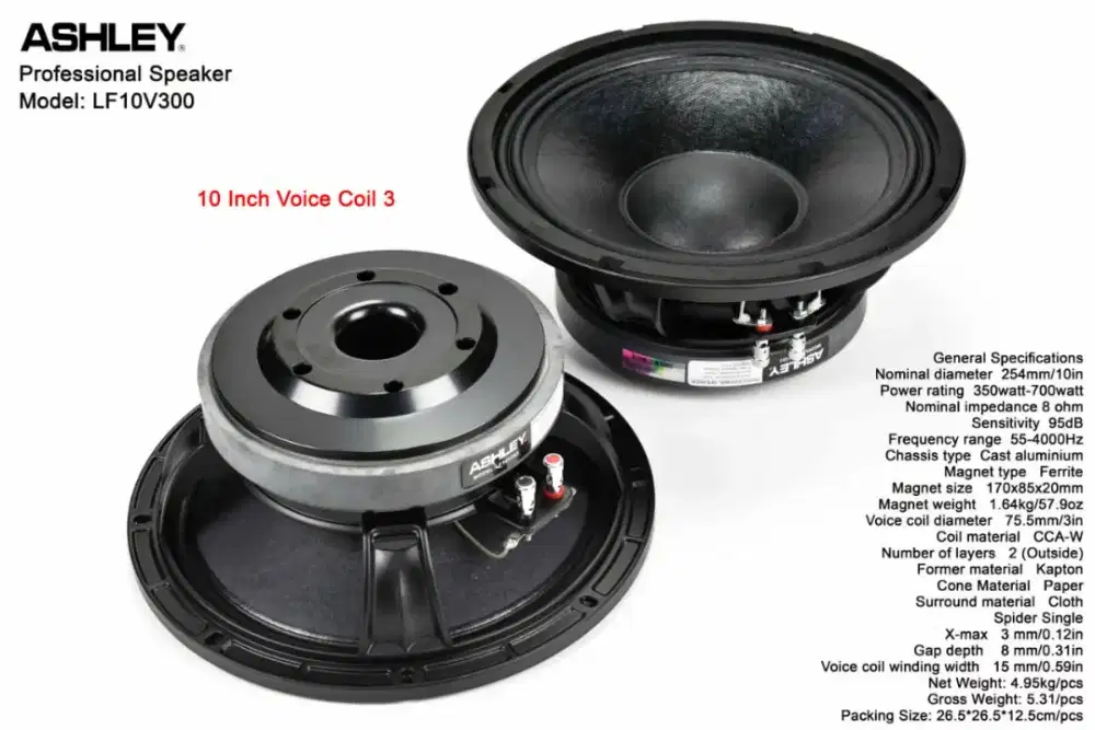 Speaker komponen Ashley Lf 10v300 Original terbaik