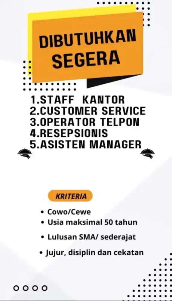 Dibutuhkan segera karyawan baru