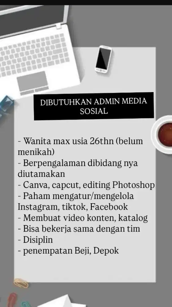 DIBUTUHKAN ADMIN MEDIA SOSIAL