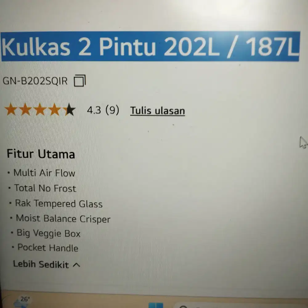 Di Jual Kulkas LG 2 Pintu