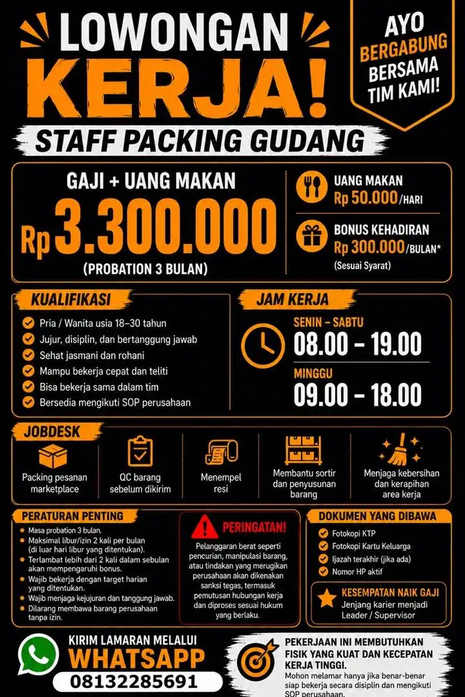 Lowongan Staff Packing / Gudang