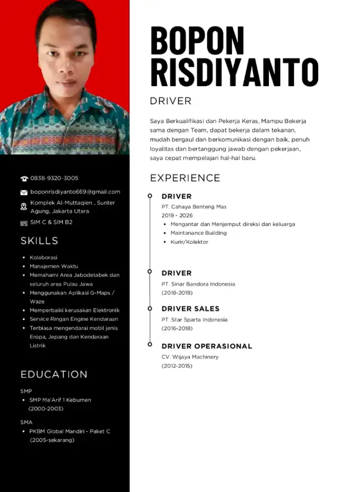 Mencari pekerjaan driver, warehouse, teknisi, kurir/kolektor