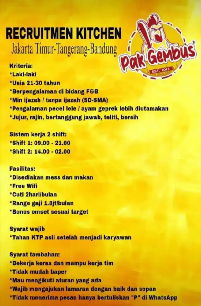 Loker ayam gepuk pak gembus