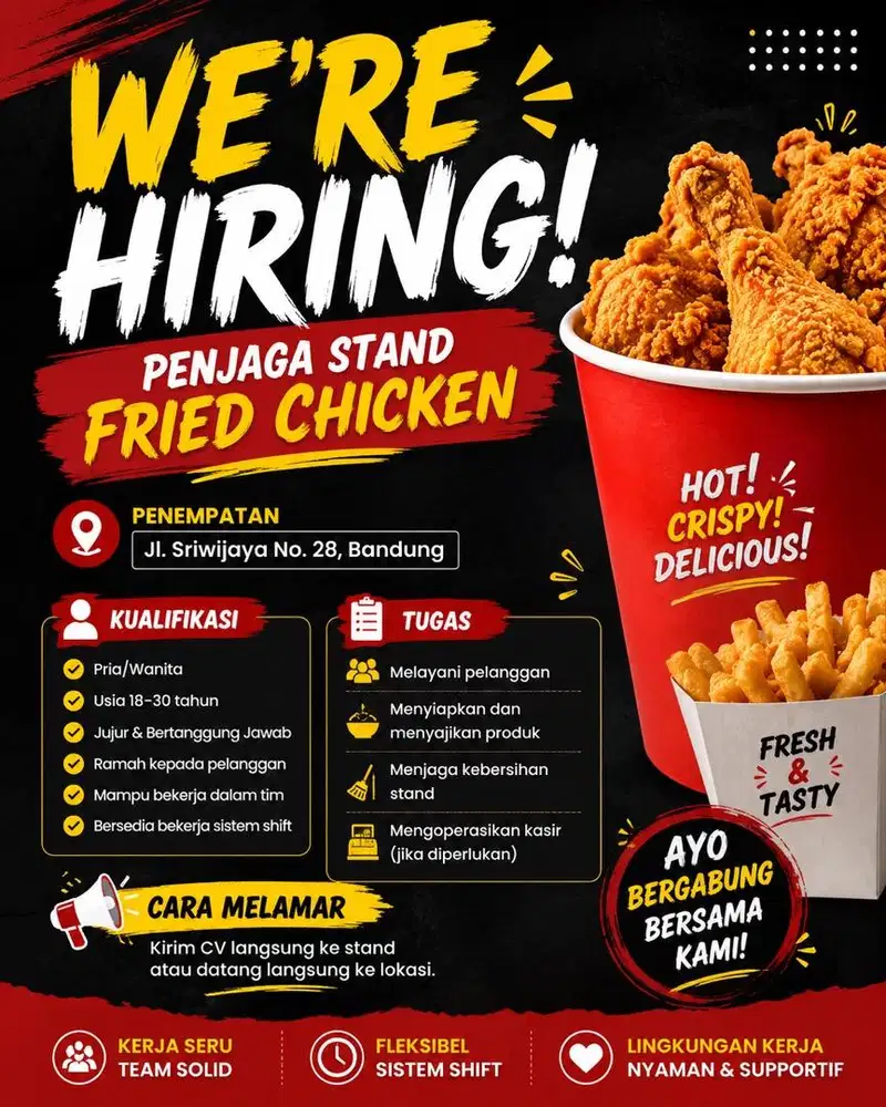 Penjaga stand jual fried chicken