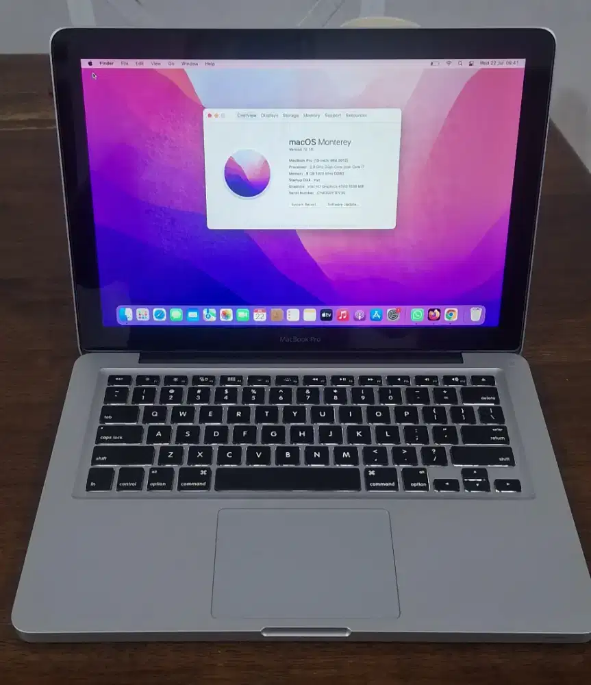 Macbook Pro 2012 macOS Monterey Ram8Gb core i7 SSD