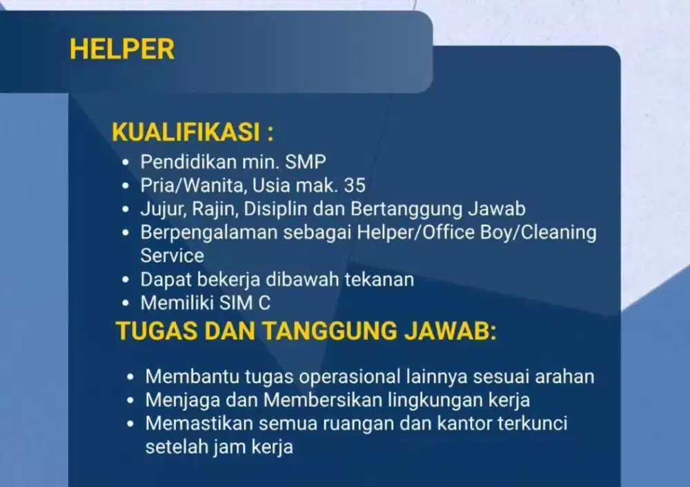 Lowongan helper