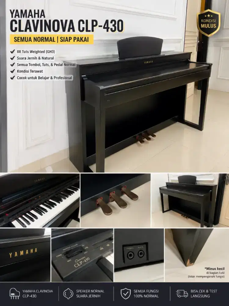Yamaha Clavinova CLP 430 Hitam - Fullset + Bangku, Normal, Siap Pakai!
