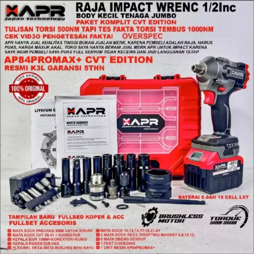 Impact wrench APR torsi 1000 NM fre ongkir