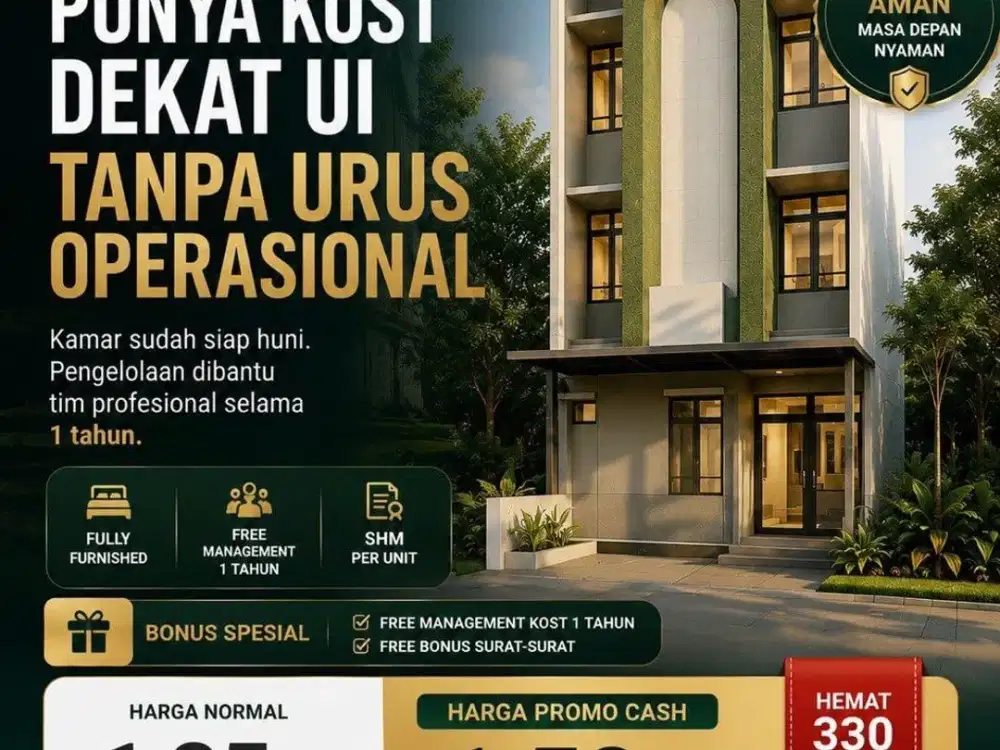 Dijual unit kost eksklusif di kawasan strategis dekat Kampus Universitas Indonesia Depok