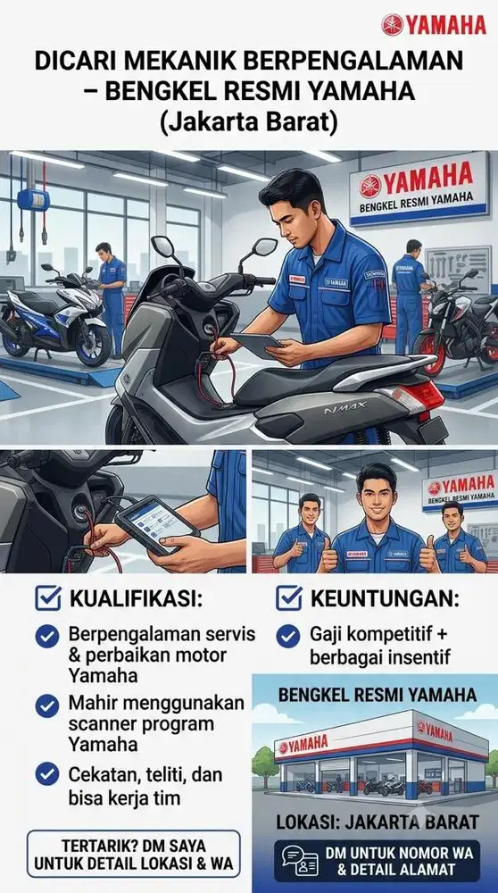 Dicari MEKANIK EX-YAMAHA
