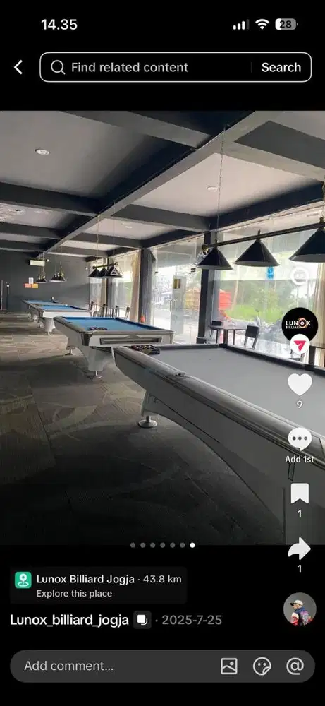 Meja billiard batu hitam bekas 2 tahun pakai