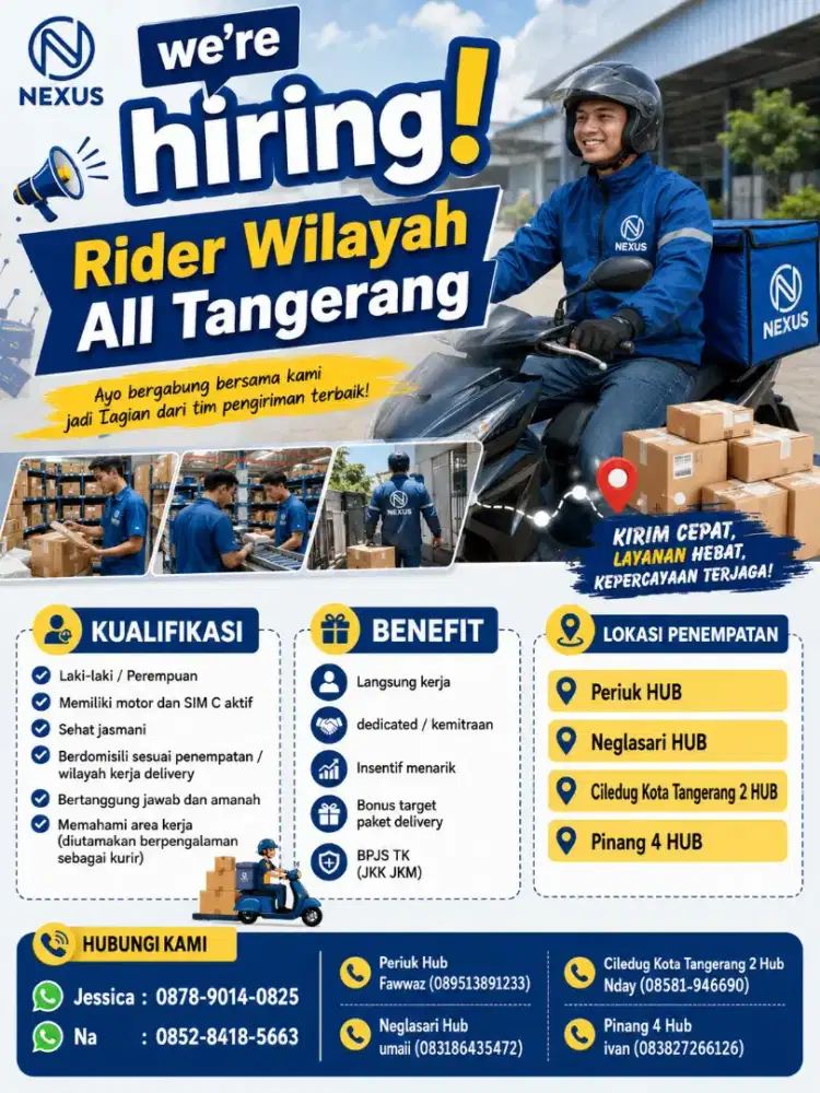 DIBUTUHKAN RIDER KURIR SPX DAERAH TANGERANG DAN SEKITARNYA!!!