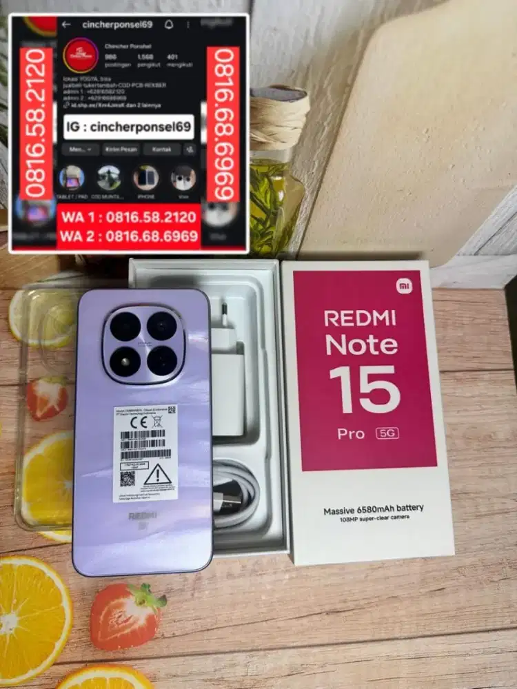 Jual hp LIKENEW redmi note 15 pro 5g 8/256 baru aktif juli 2026