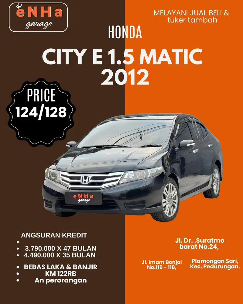 Honda City E 1.5 2012 matic.. istimewa...