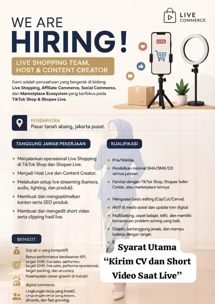 Dibutuhkan Segera Host Live Shopee Dan Tiktok