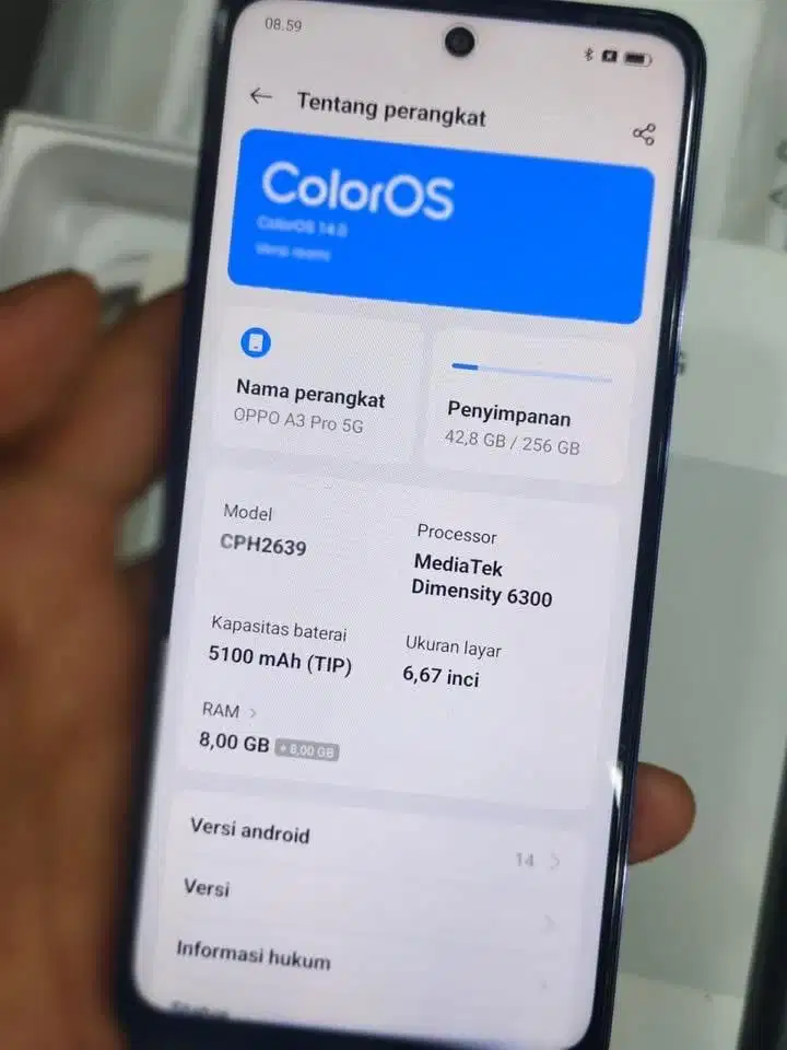 Opp A3 pro 5G 8/256 fullset
