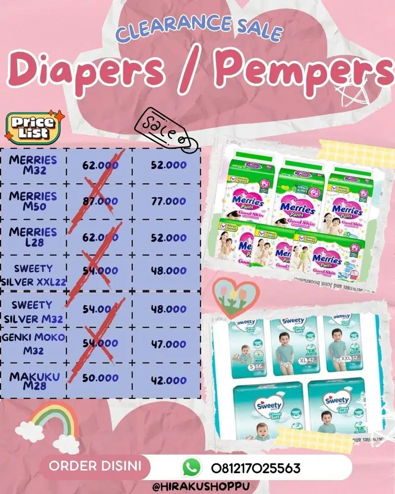 Diapers pempers popok merries sweety genki moko makuku