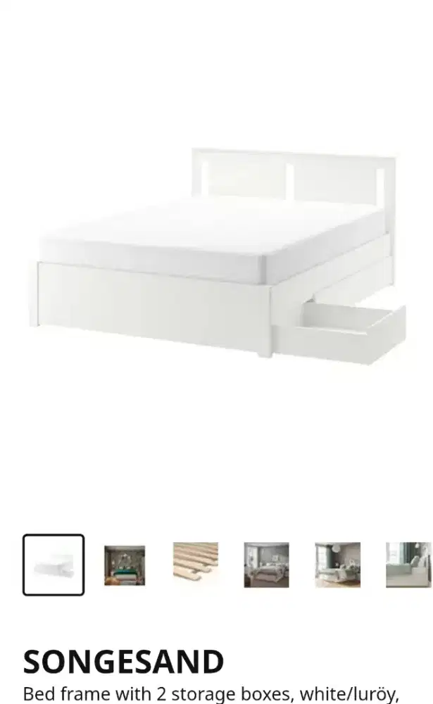 IKEA SONGESAND Bed Frame with 2 Storage Boxes, 150x200 cm