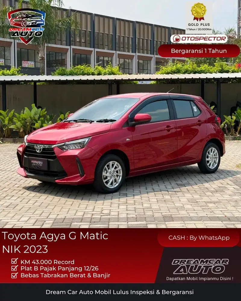 [ KM 43rb ] Toyota Agya G 1.2 AT Matic 2023 Merah Non GR 1.0