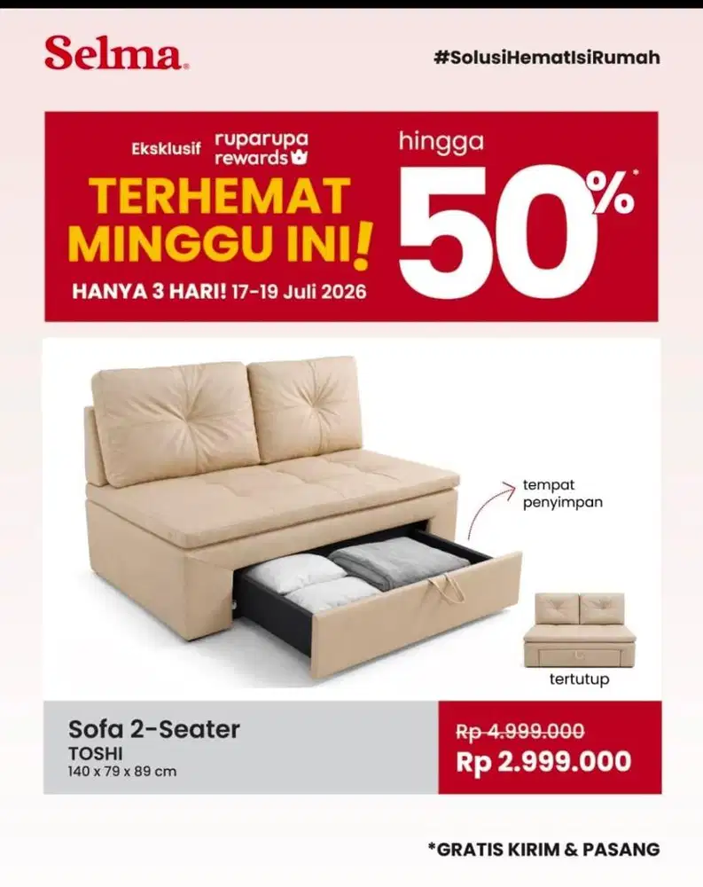 sofa penyimpanan 2 st