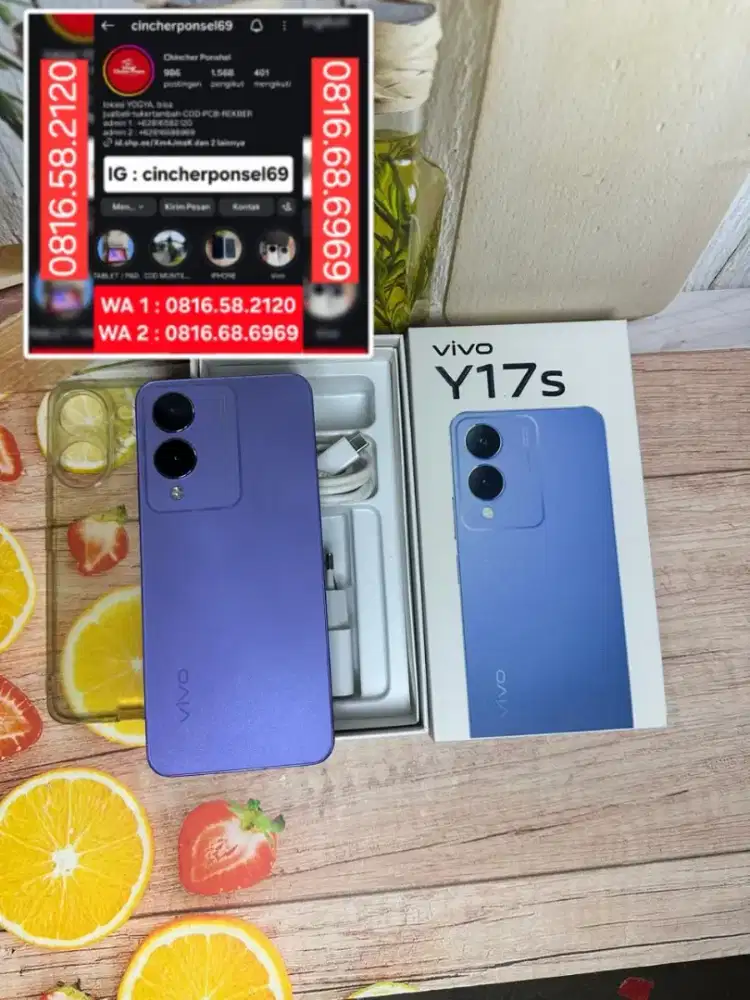 Jual hp likenew Vivo Y17s internal 128gb istimewa