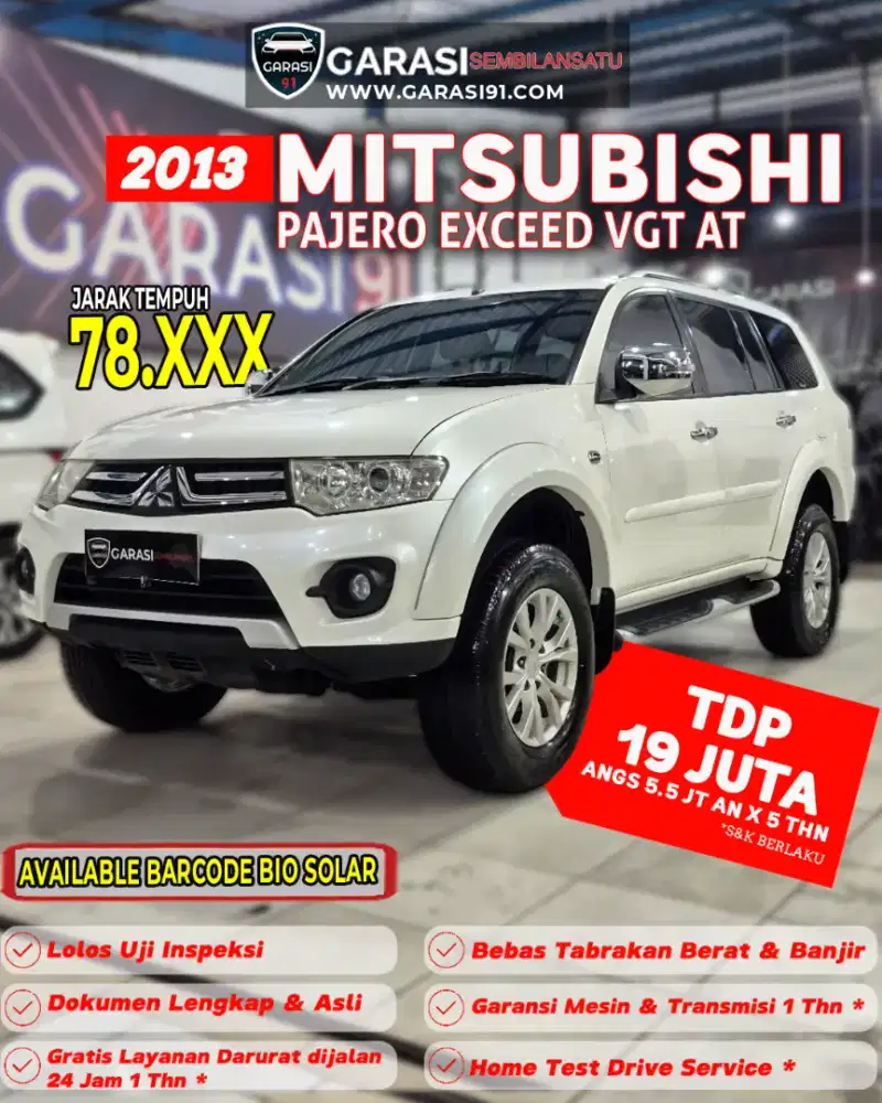 [KM 78 RB ANTIK] Tdp 19 JT PAJERO SPORT EXCEED AT 2013