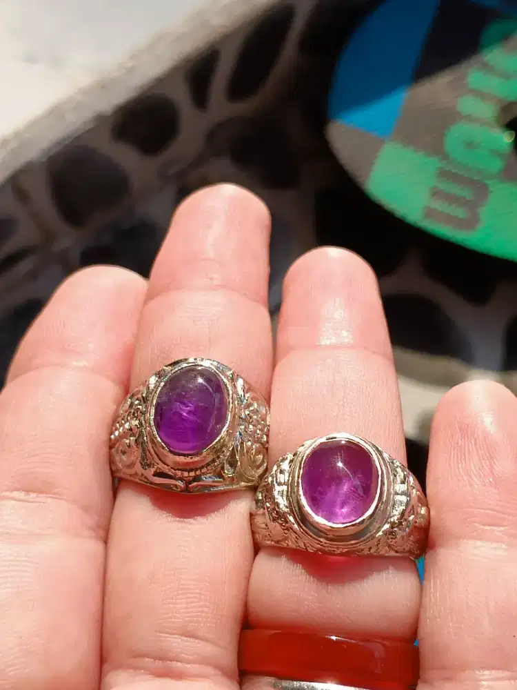Batu ameythis ikat alpaka size jari 8