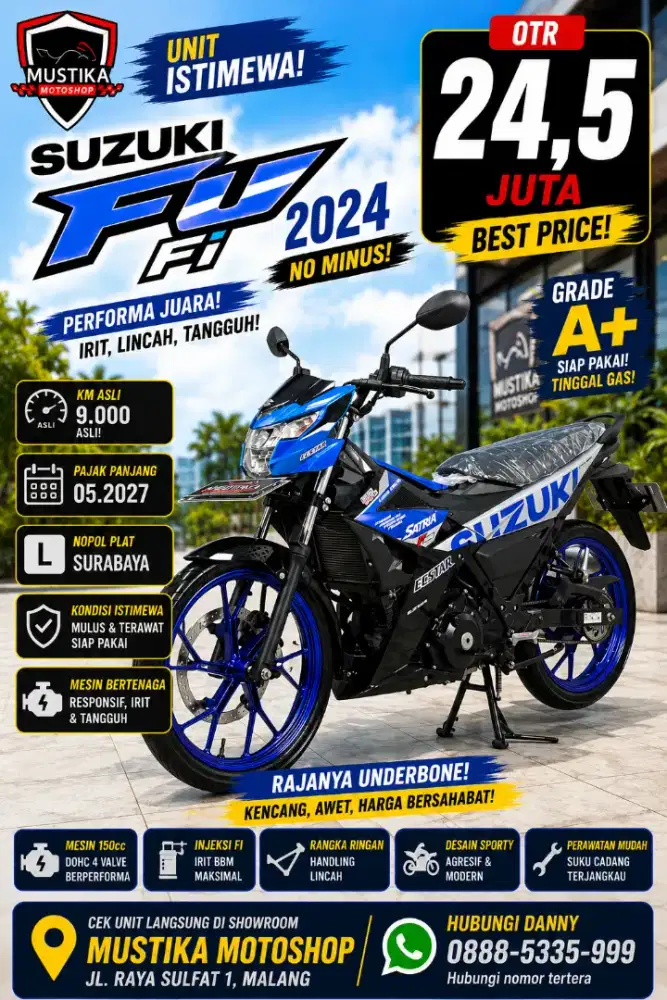 KM 9rb‼️Suzuki Satria FU 150 2024. Istimewa. DANNY Mustika Sulfat