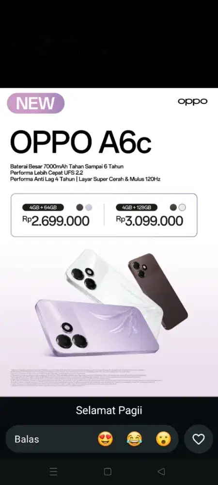 OPPO A6C FREE VC 100RB