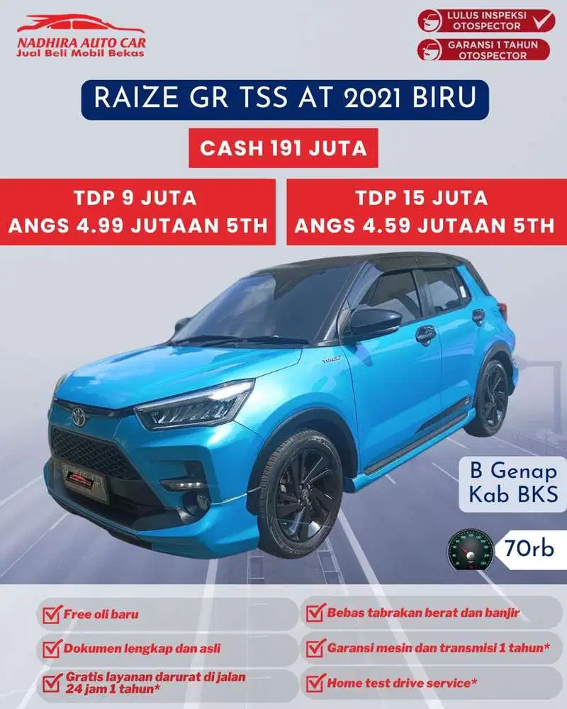 Angsuran 4 Jutaan Raize GR Sport TSS AT 2021 Biru